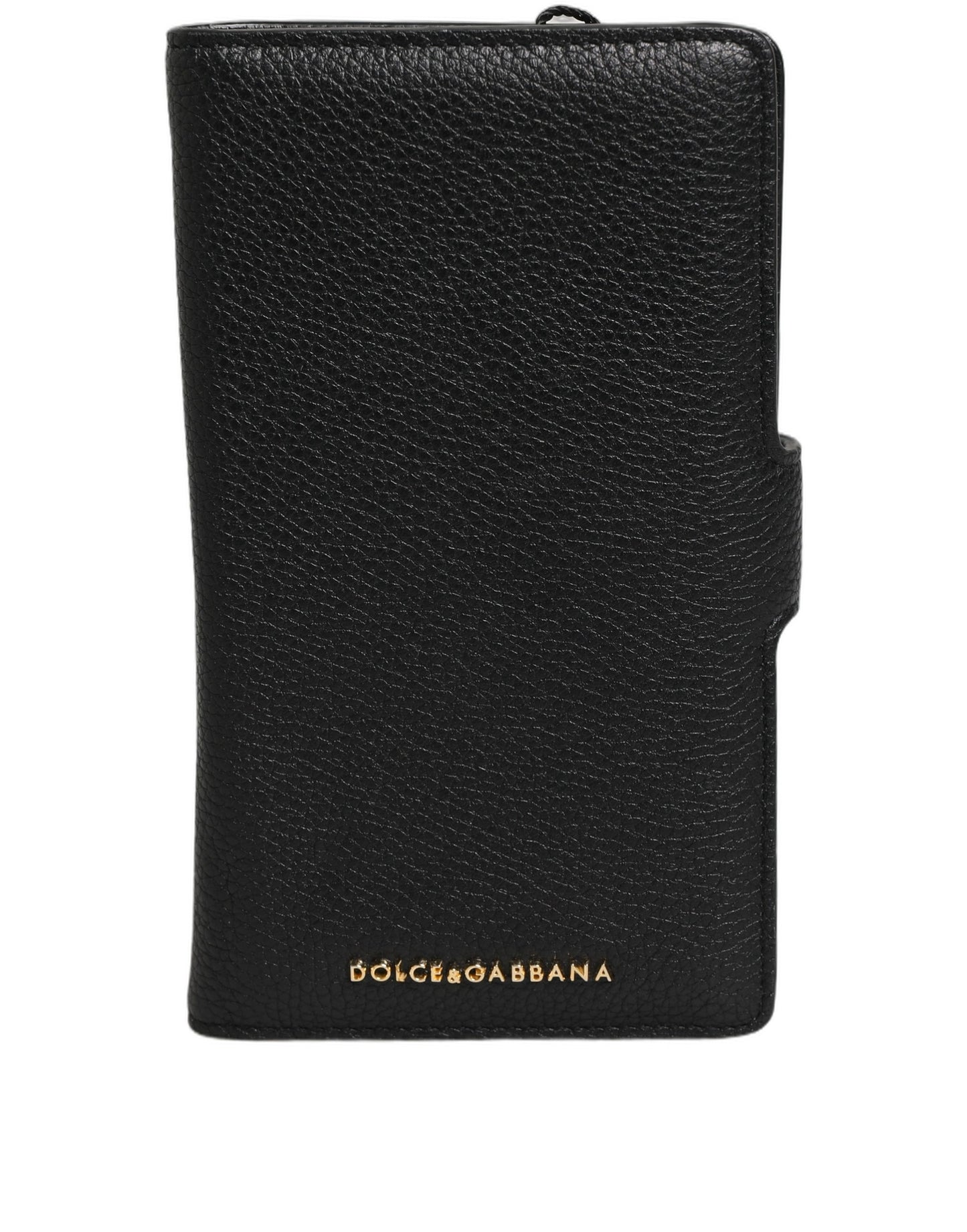 Dolce & Gabbana Black Calf Leather Phone Flip Cover for iPhone 11 Pro