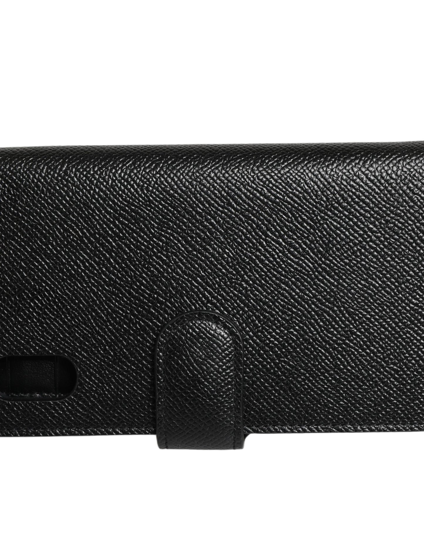 Dolce & Gabbana Black Calf Leather Case Flip Cover for iPhone X - XS