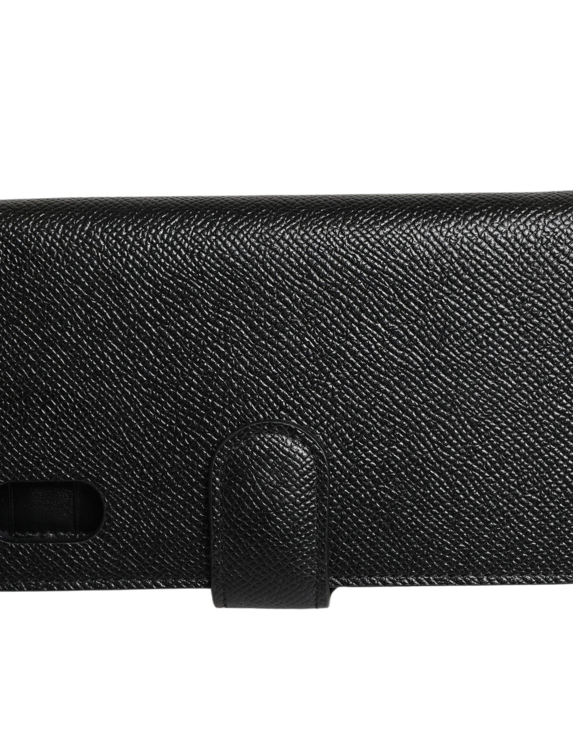 Dolce & Gabbana Black Calf Leather Case Flip Cover for iPhone X - XS