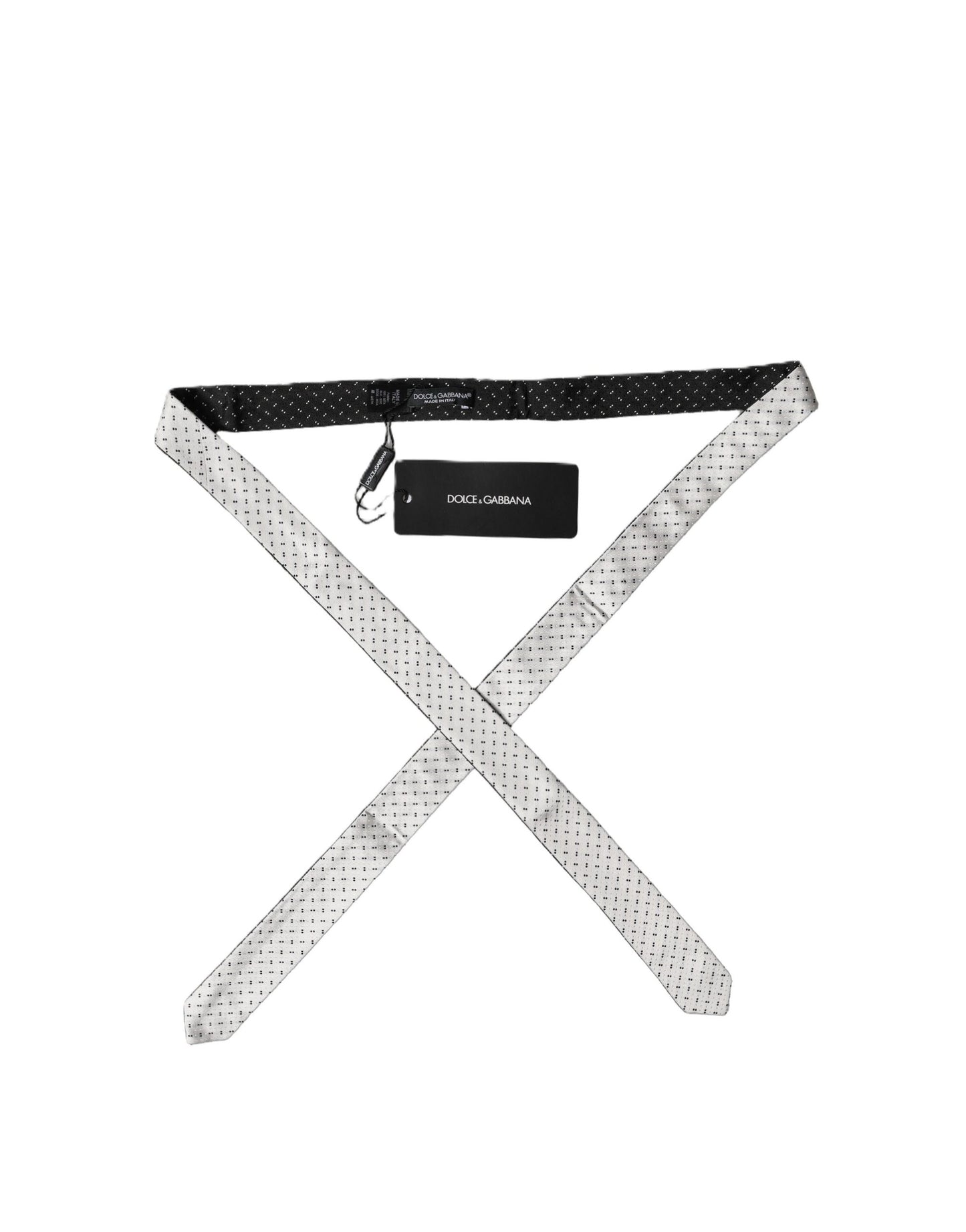 Dolce & Gabbana White Black Patterned Silk Necktie