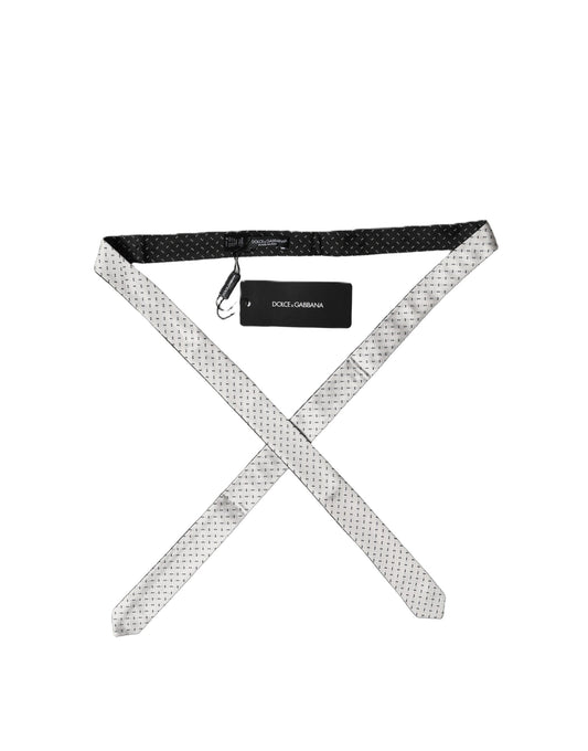 Dolce & Gabbana White Black Patterned Silk Necktie