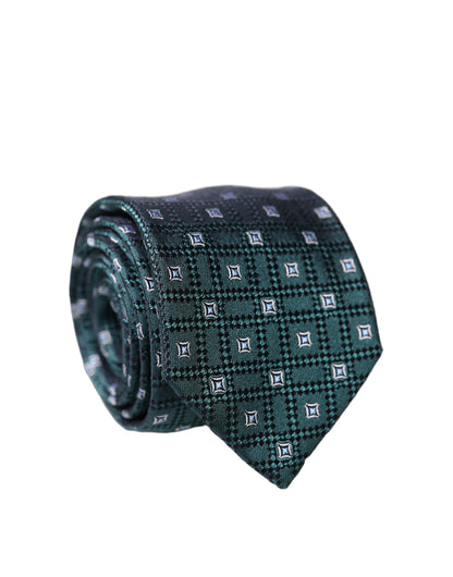 Dolce & Gabbana Dark Green Patterned Silk Necktie