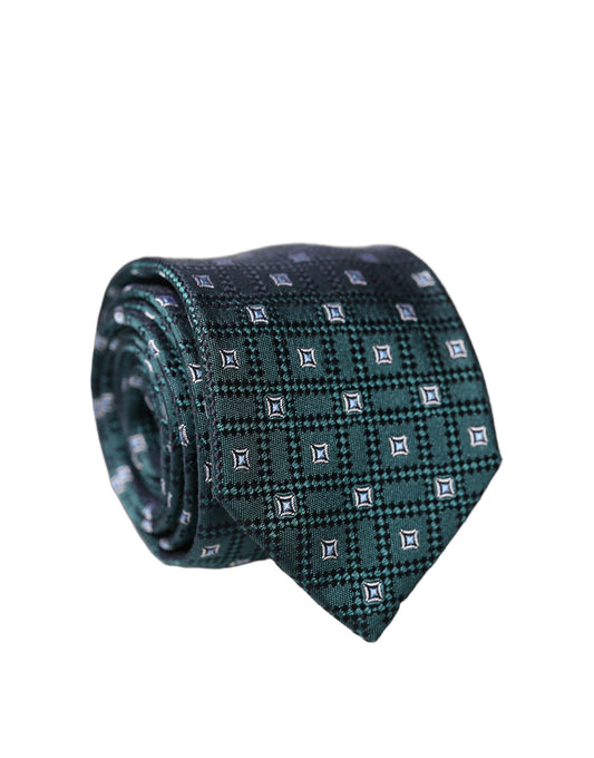 Dolce & Gabbana Dark Green Patterned Silk Necktie