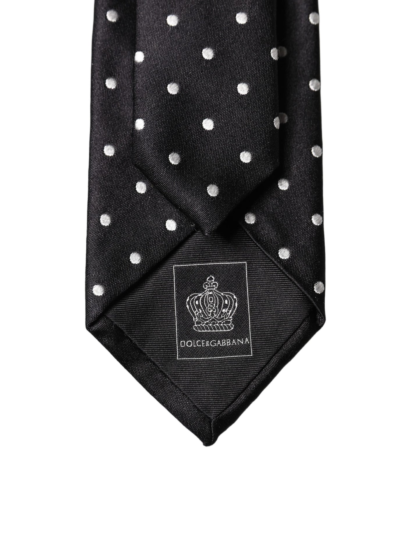 Dolce & Gabbana Black White Polka Dots Silk Adjustable Necktie Tie