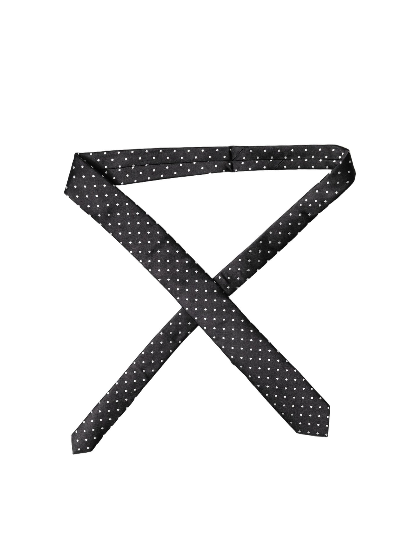 Dolce & Gabbana Black White Polka Dots Silk Adjustable Necktie Tie