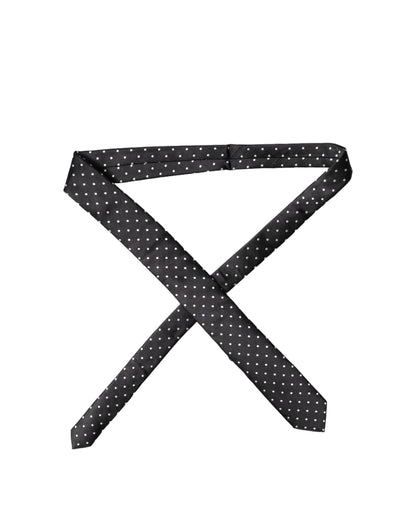 Dolce & Gabbana Black White Polka Dots Silk Adjustable Necktie Tie