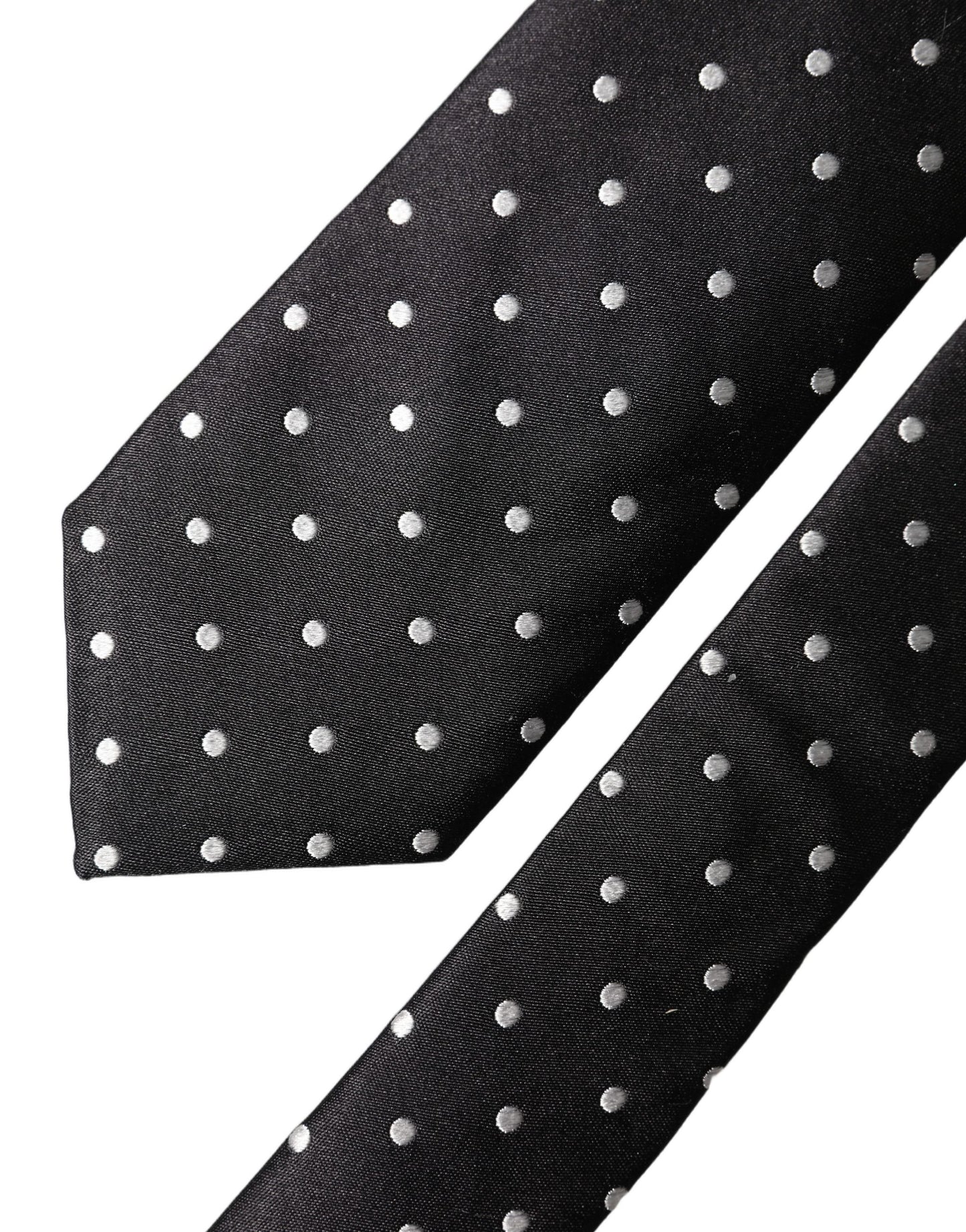 Dolce & Gabbana Black White Polka Dots Silk Adjustable Necktie Tie