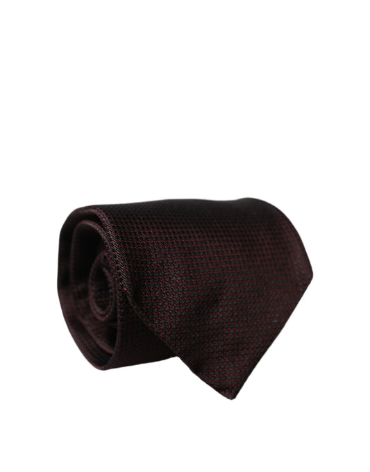 Dolce & Gabbana Black Red Patterned Silk Adjustable Necktie