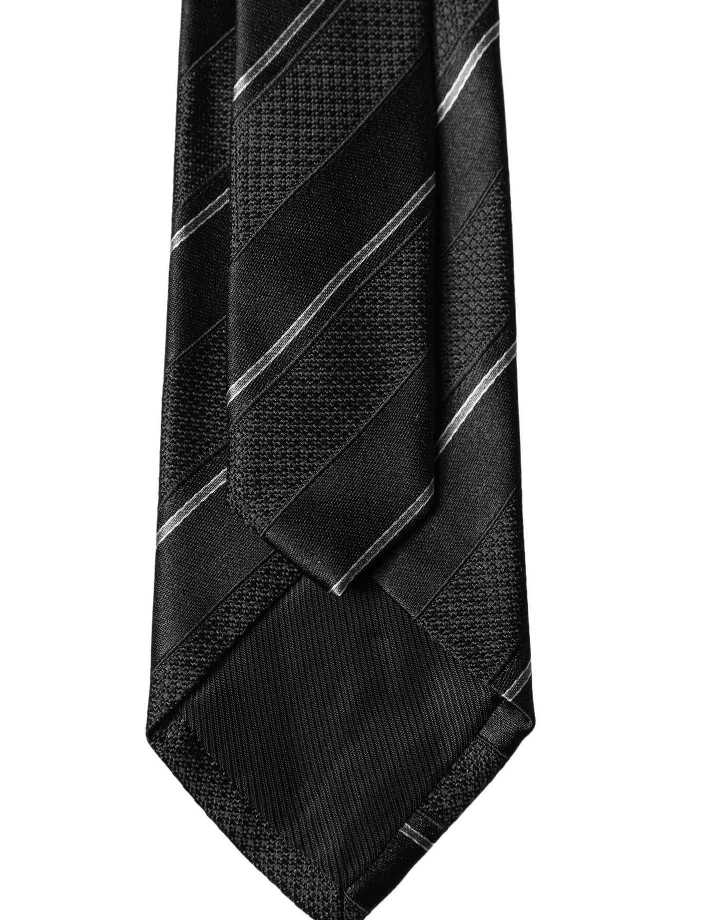 Dolce & Gabbana Black White Stripes Silk Necktie