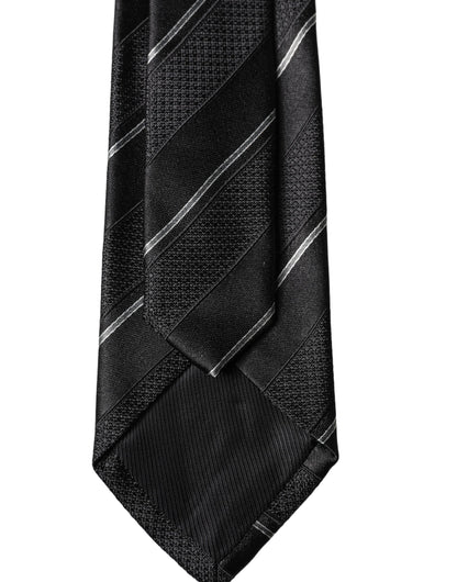 Dolce & Gabbana Black White Stripes Silk Necktie