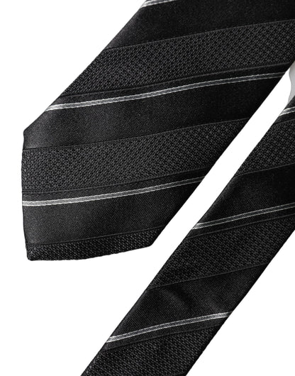 Dolce & Gabbana Black White Stripes Silk Necktie