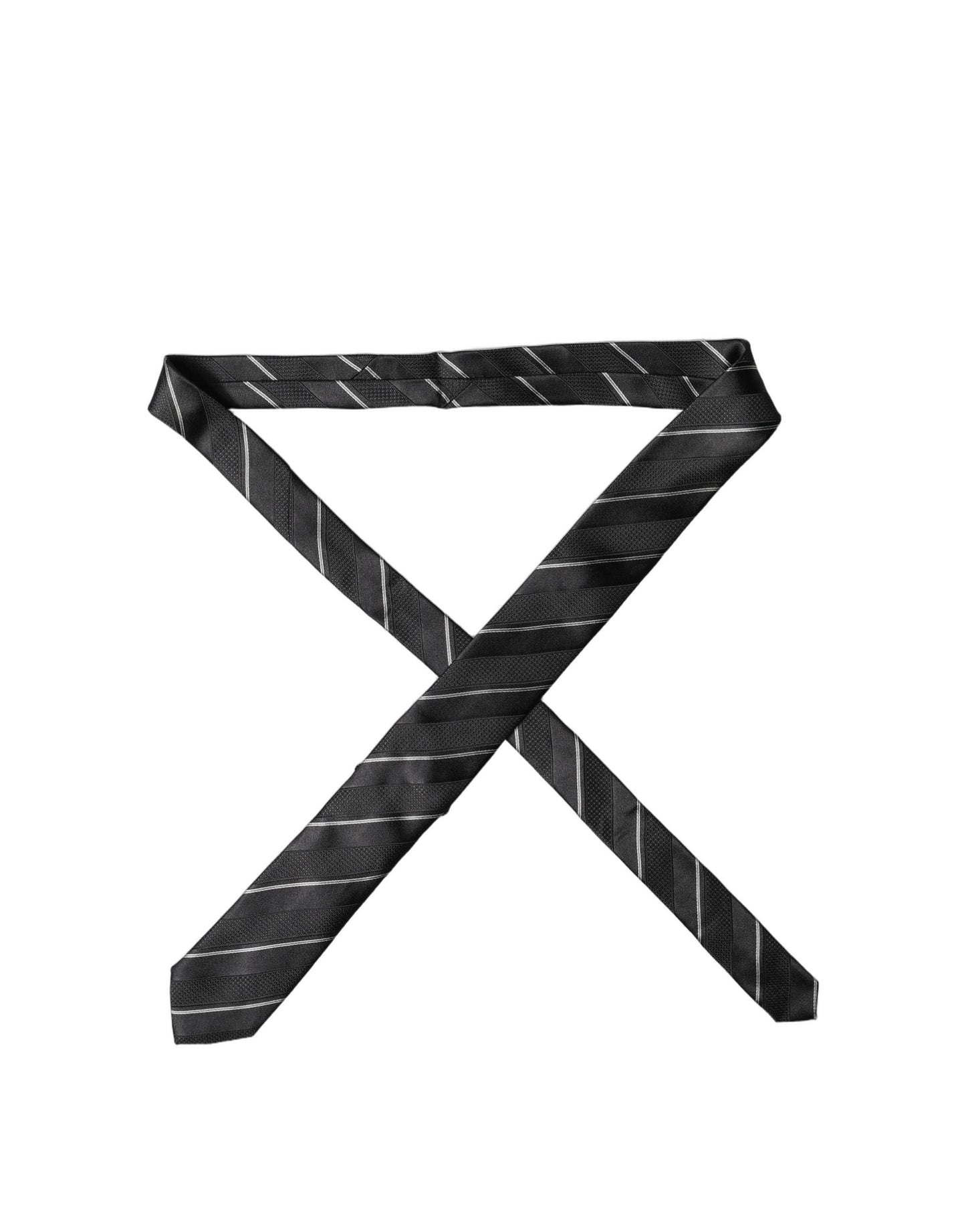 Dolce & Gabbana Black White Stripes Silk Necktie