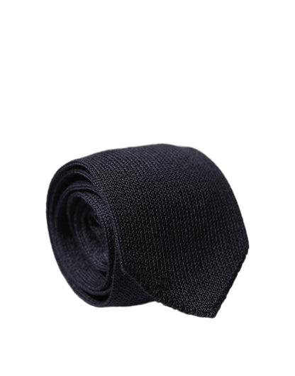 Dolce & Gabbana Dark Blue Solid 100% Silk Adjustable Men Necktie