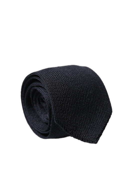 Dolce & Gabbana Dark Blue Solid 100% Silk Adjustable Men Necktie