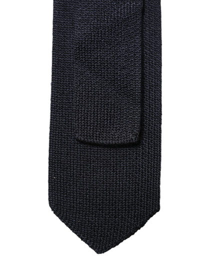 Dolce & Gabbana Dark Blue Solid 100% Silk Adjustable Men Necktie