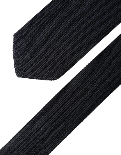 Dolce & Gabbana Dark Blue Solid 100% Silk Adjustable Men Necktie