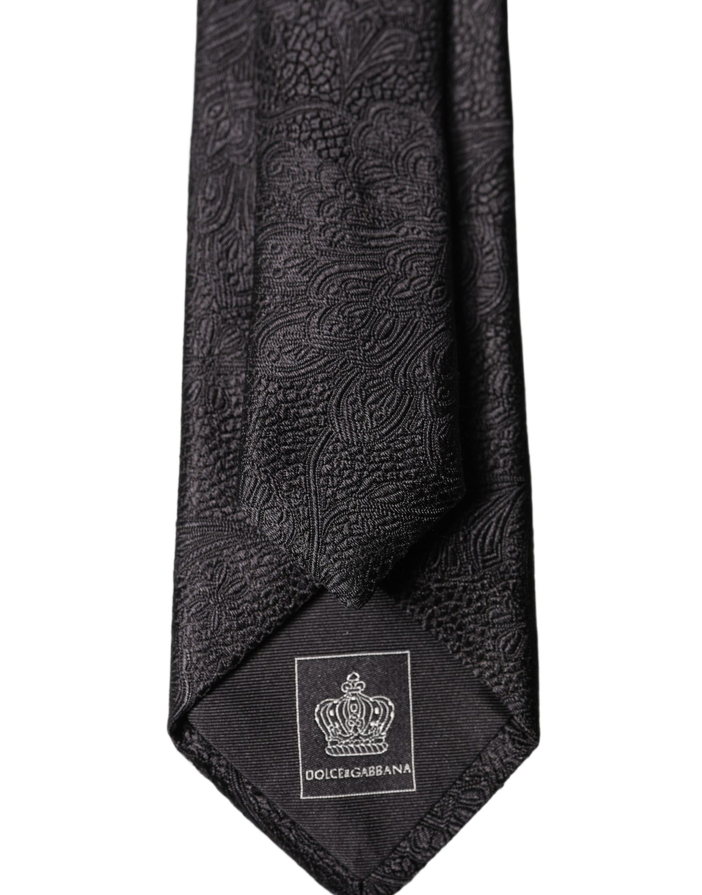 Dolce & Gabbana Black Floral Brocade Silk Adjustable Necktie