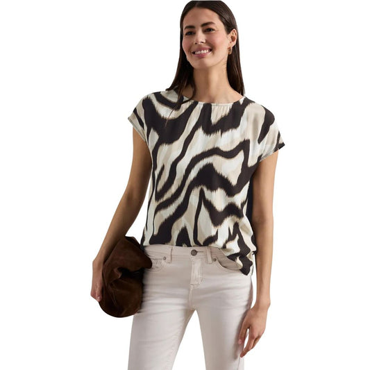 Street One Brown Viscose T-Shirt - Printed Mat-Mix Shirt 325081