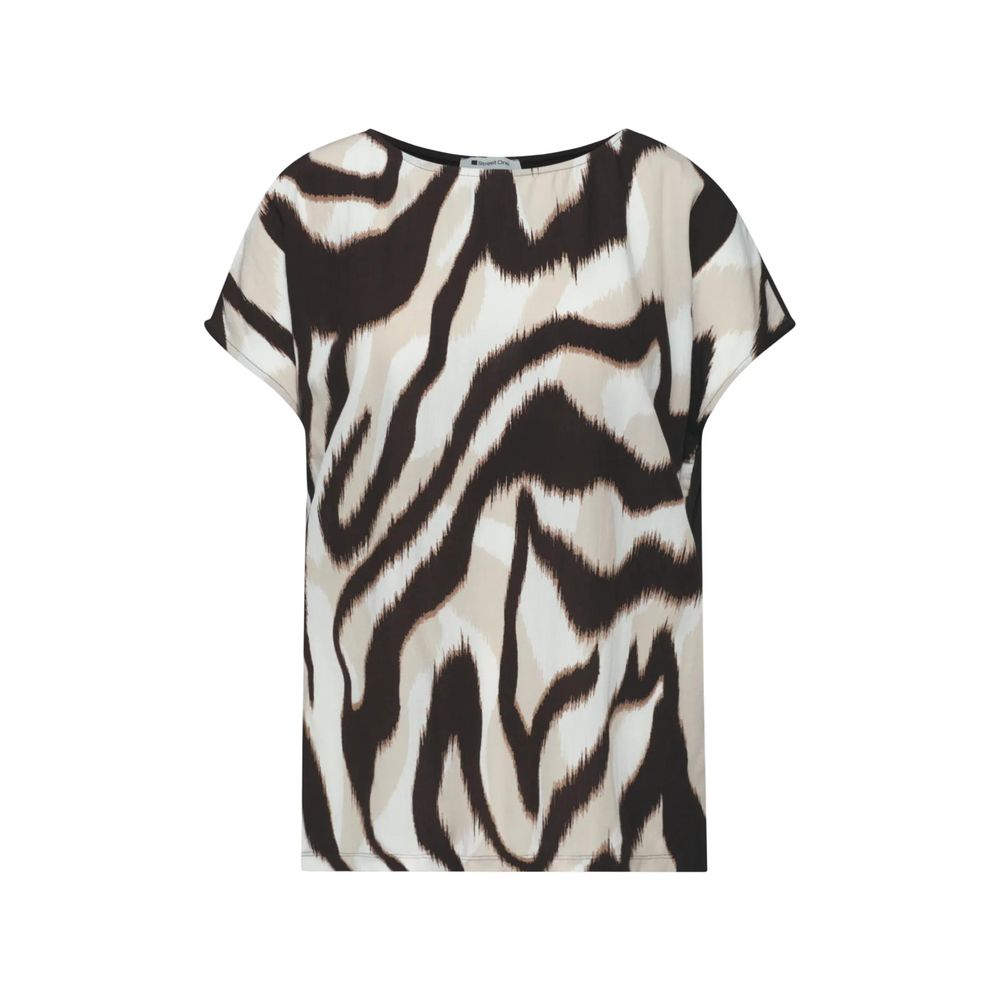 Street One Brown Viscose T-Shirt - Printed Mat-Mix Shirt 325081