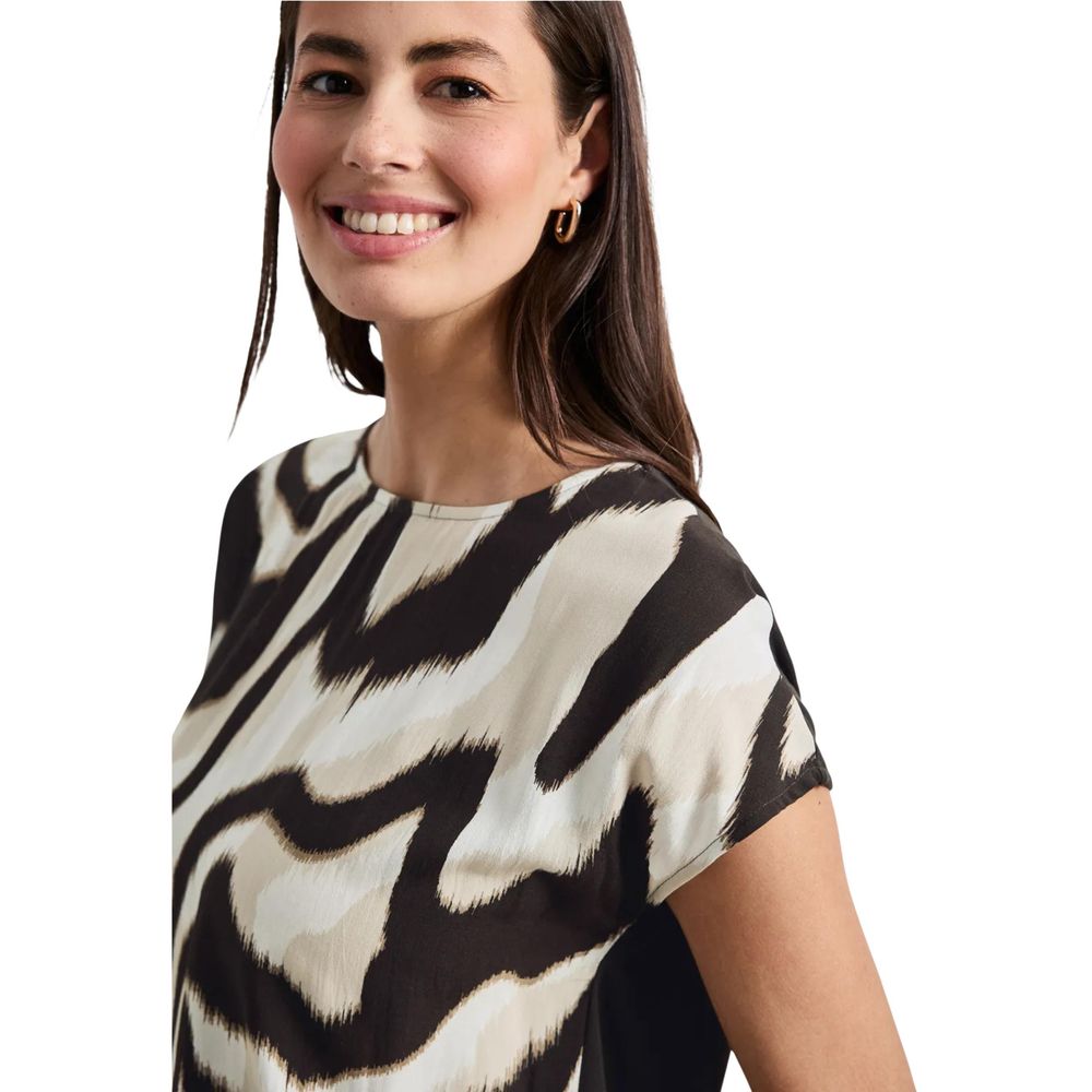 Street One Brown Viscose T-Shirt - Printed Mat-Mix Shirt 325081