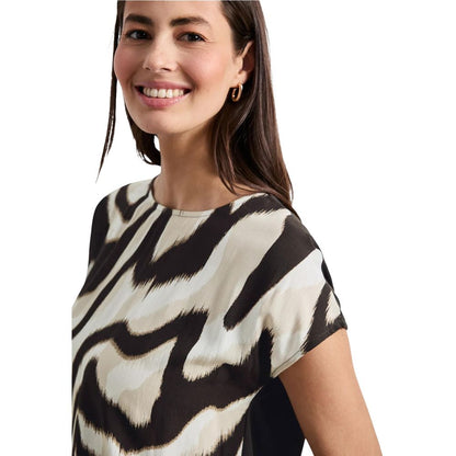 Street One Brown Viscose T-Shirt - Printed Mat-Mix Shirt 325081