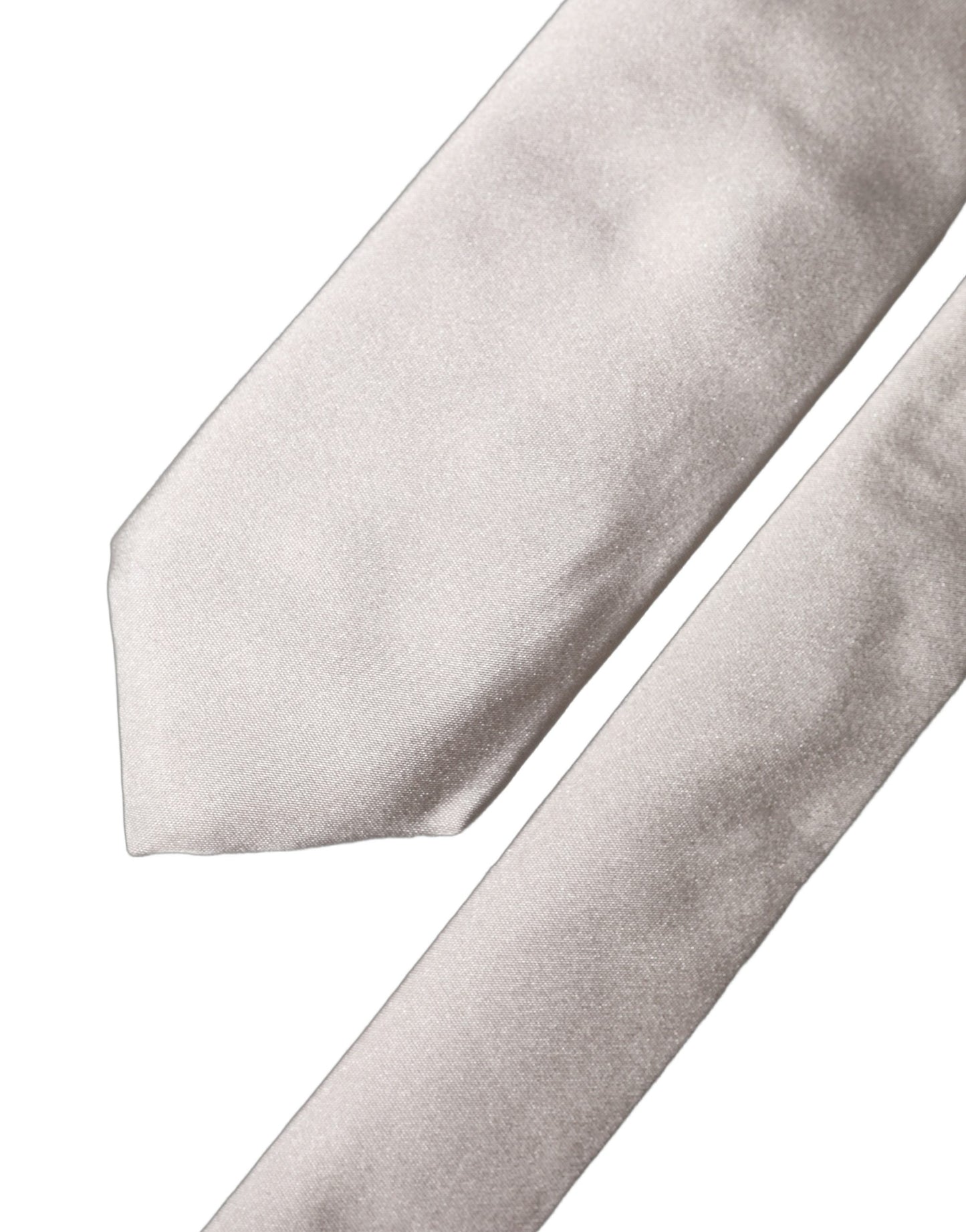Dolce & Gabbana Light Gray Silk Satin Wide Adjustable Necktie