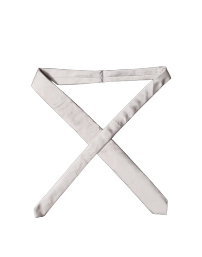 Dolce & Gabbana Light Gray Silk Satin Wide Adjustable Necktie