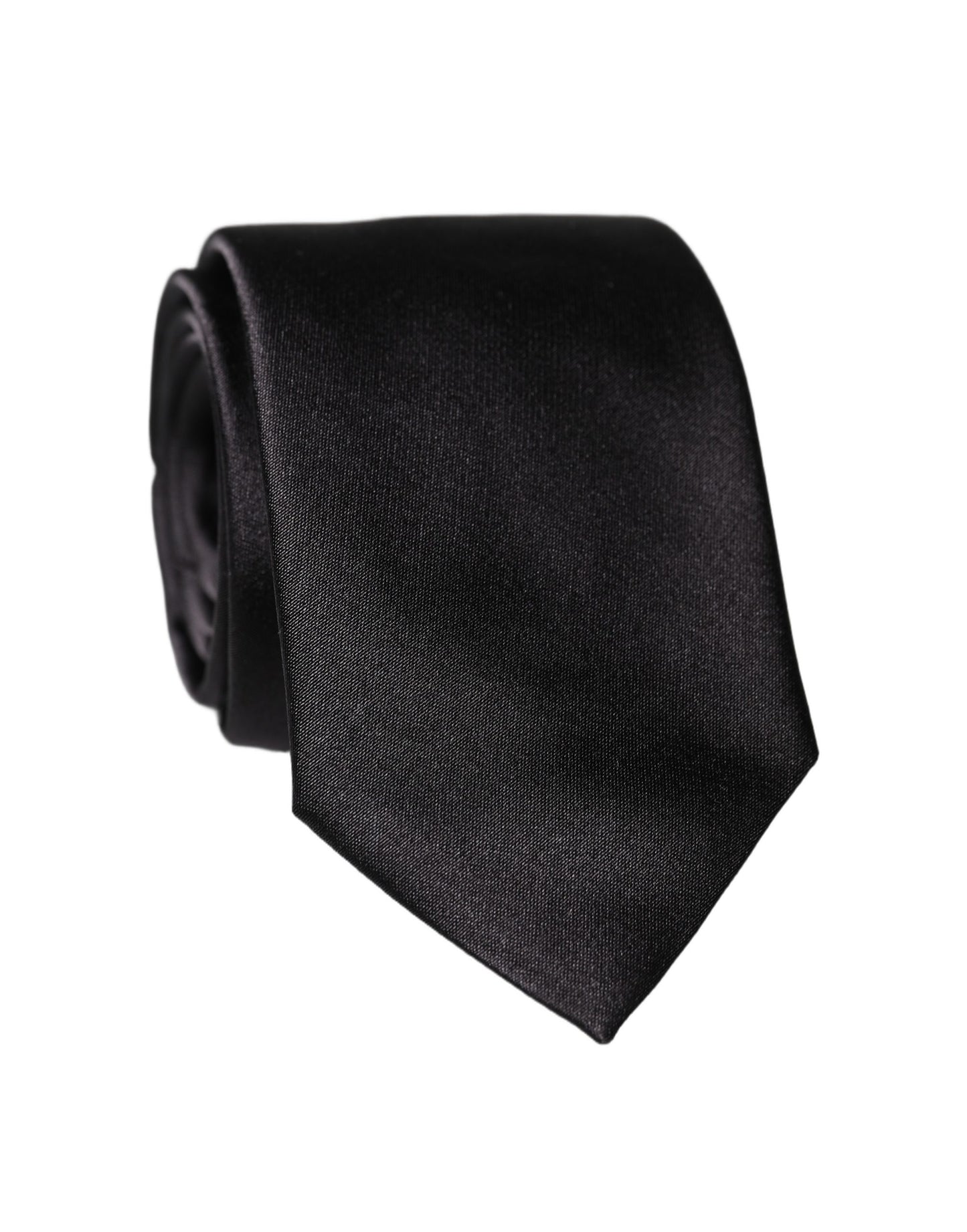 Dolce & Gabbana Black Solid 100% Silk Adjustable Necktie Tie