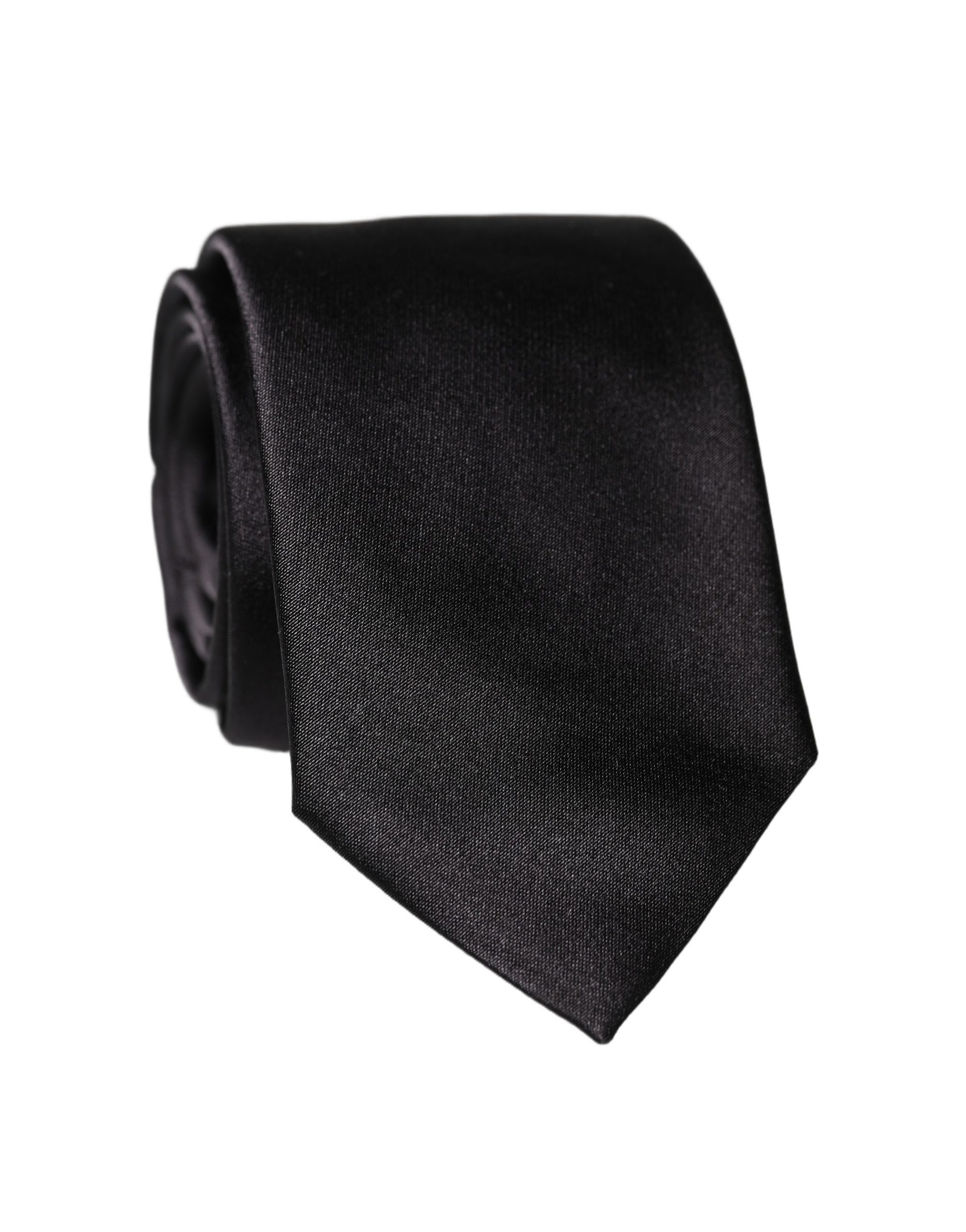 Dolce & Gabbana Black Solid 100% Silk Adjustable Necktie Tie