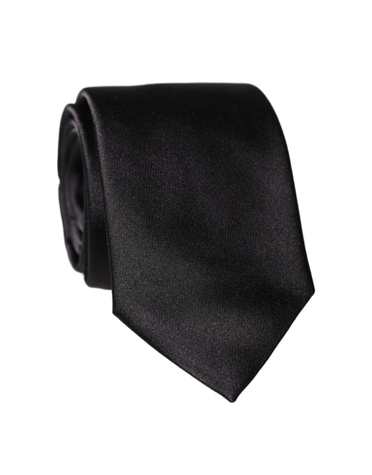 Dolce & Gabbana Black Solid 100% Silk Adjustable Tied Necktie