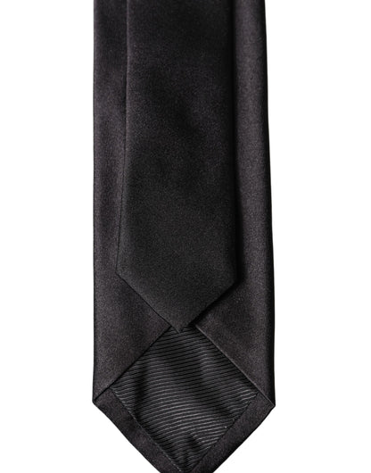 Dolce & Gabbana Black Solid 100% Silk Adjustable Necktie Tie