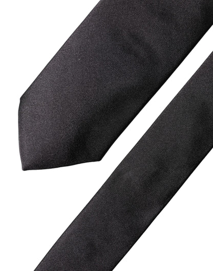 Dolce & Gabbana Black Solid 100% Silk Adjustable Tied Necktie
