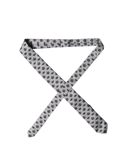 Dolce & Gabbana Gray Crown Fantasy Silk Adjustable Necktie