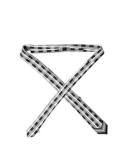 Dolce & Gabbana Black White Abstract Silk Adjustable Necktie