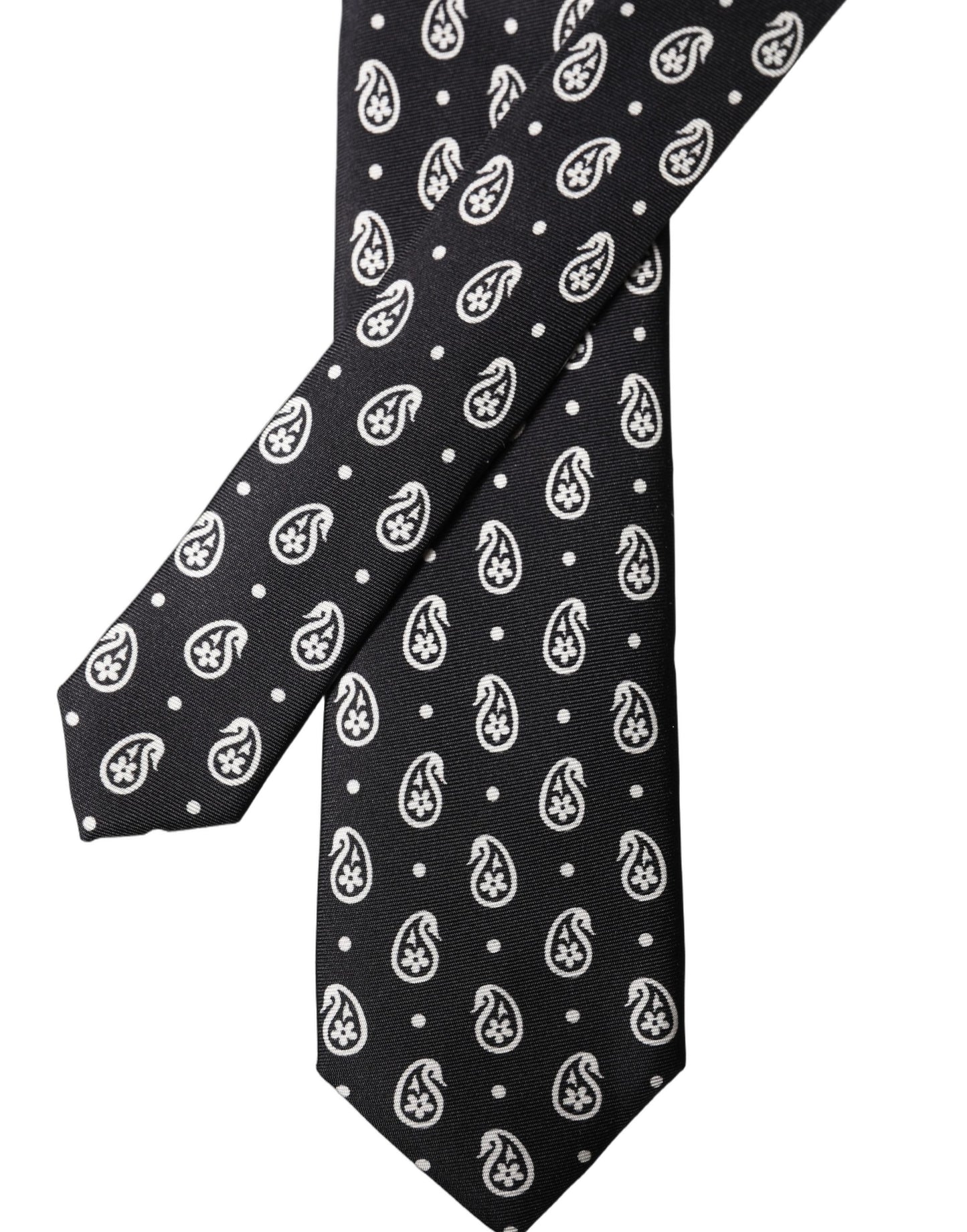 Dolce & Gabbana Black Paisley Silk Adjustable Tie
