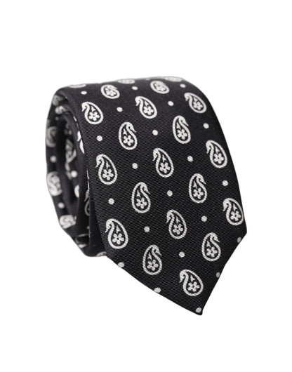 Dolce & Gabbana Black Paisley Silk Adjustable Tie