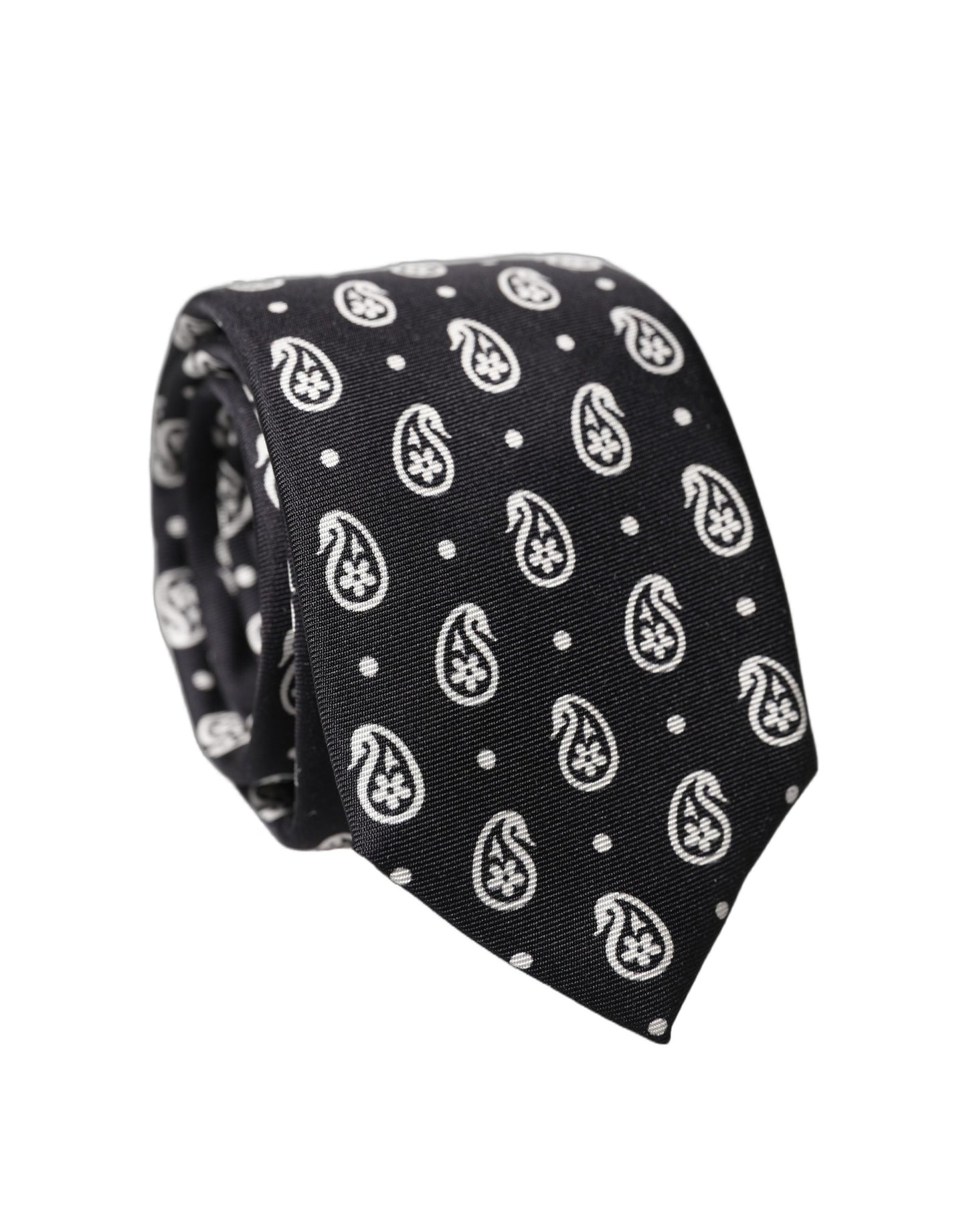 Dolce & Gabbana Black Paisley Silk Adjustable Tie