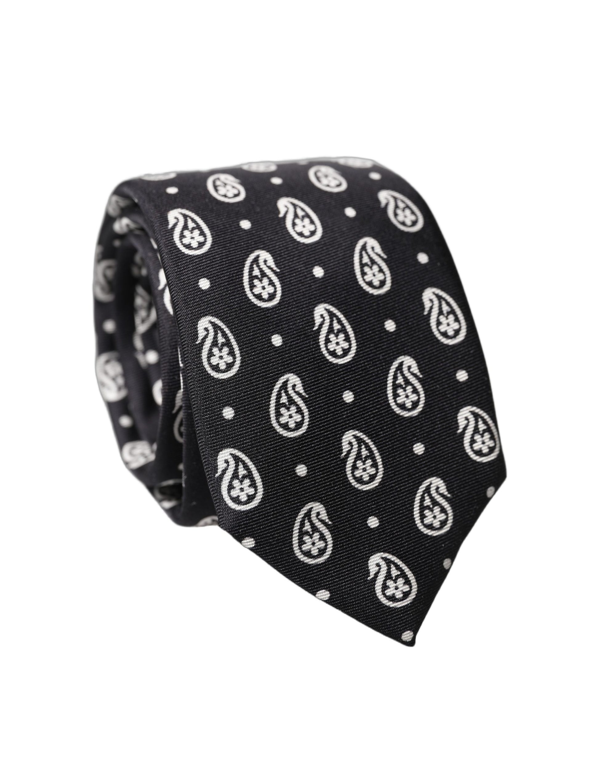 Dolce & Gabbana Black Paisley Silk Adjustable Tie