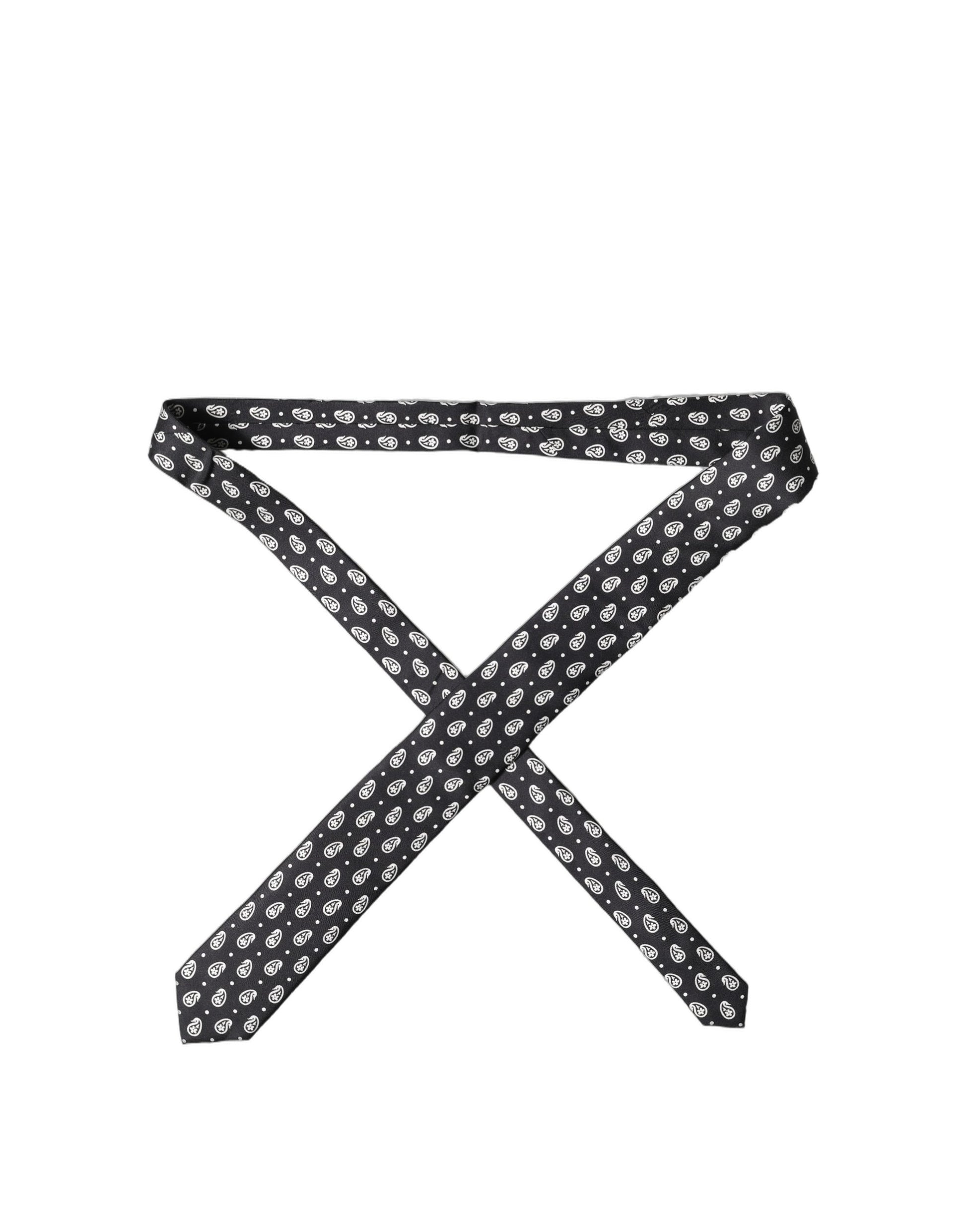 Dolce & Gabbana Black Paisley Silk Adjustable Tie