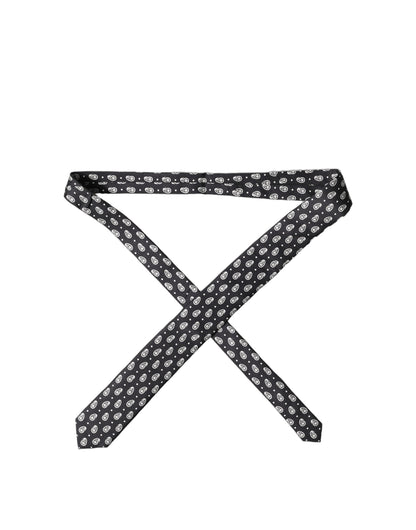 Dolce & Gabbana Black Paisley Silk Adjustable Tie