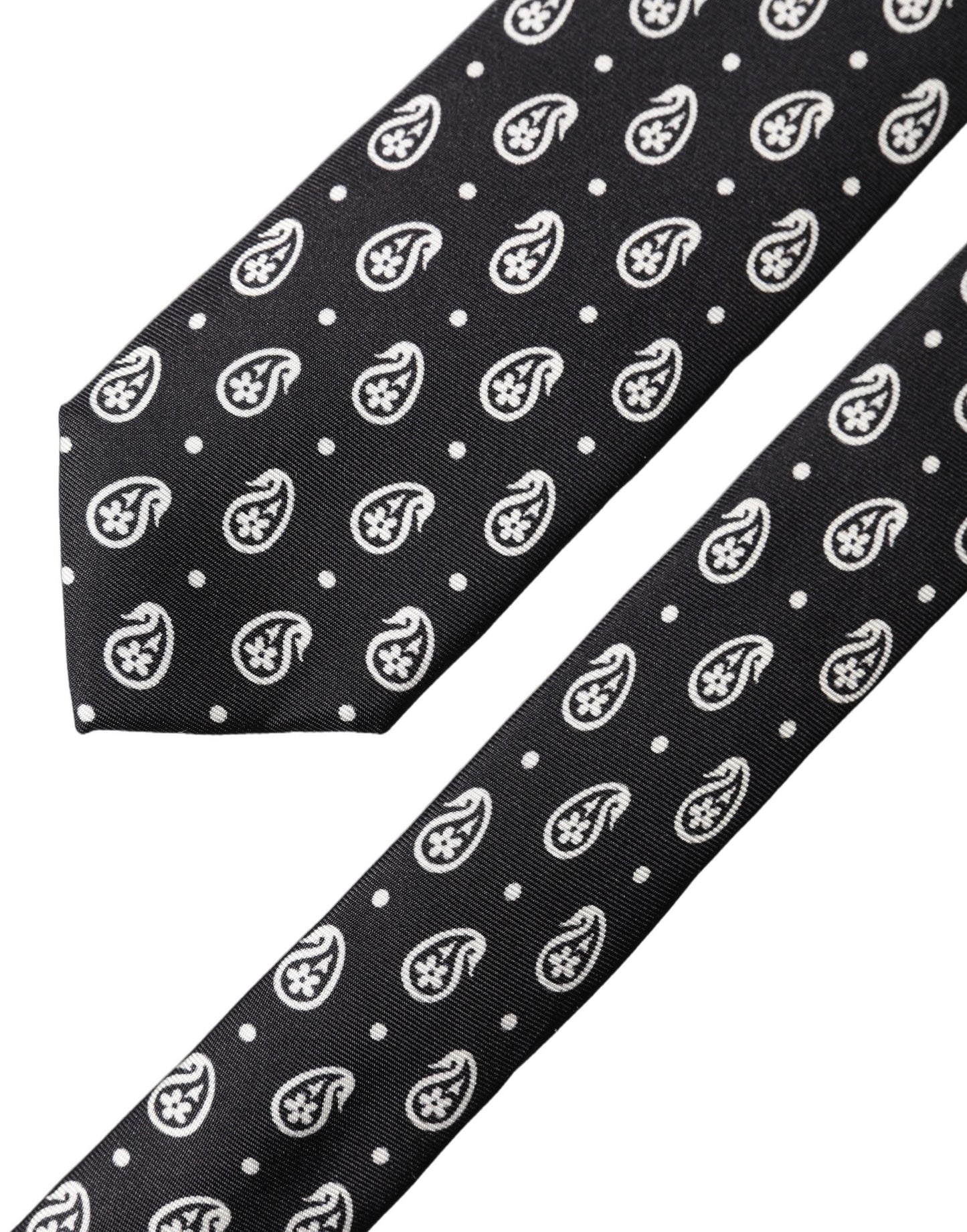 Dolce & Gabbana Black Paisley Silk Adjustable Tie