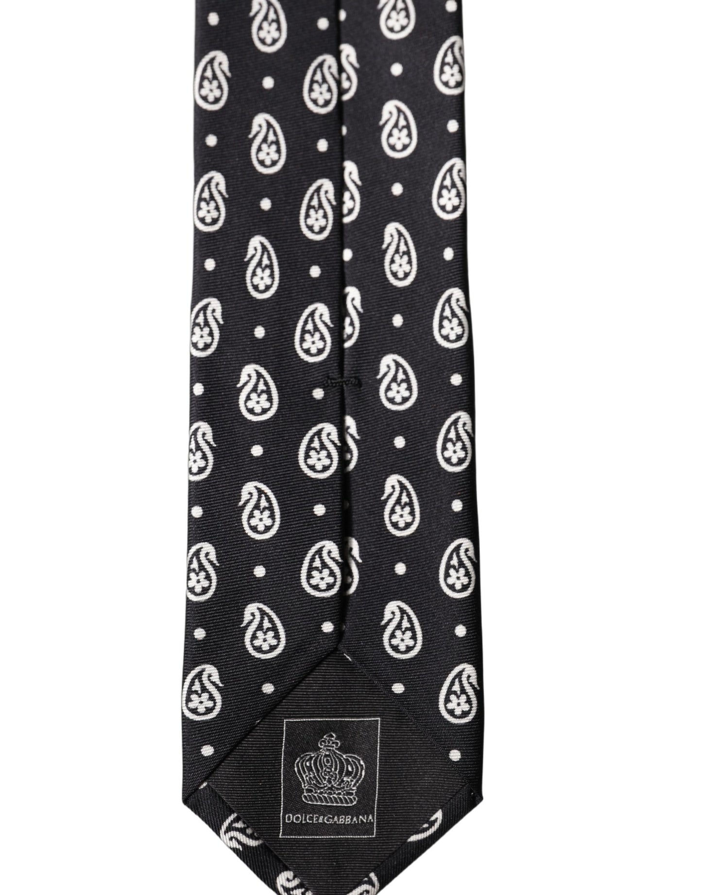 Dolce & Gabbana Black Paisley Silk Adjustable Tie