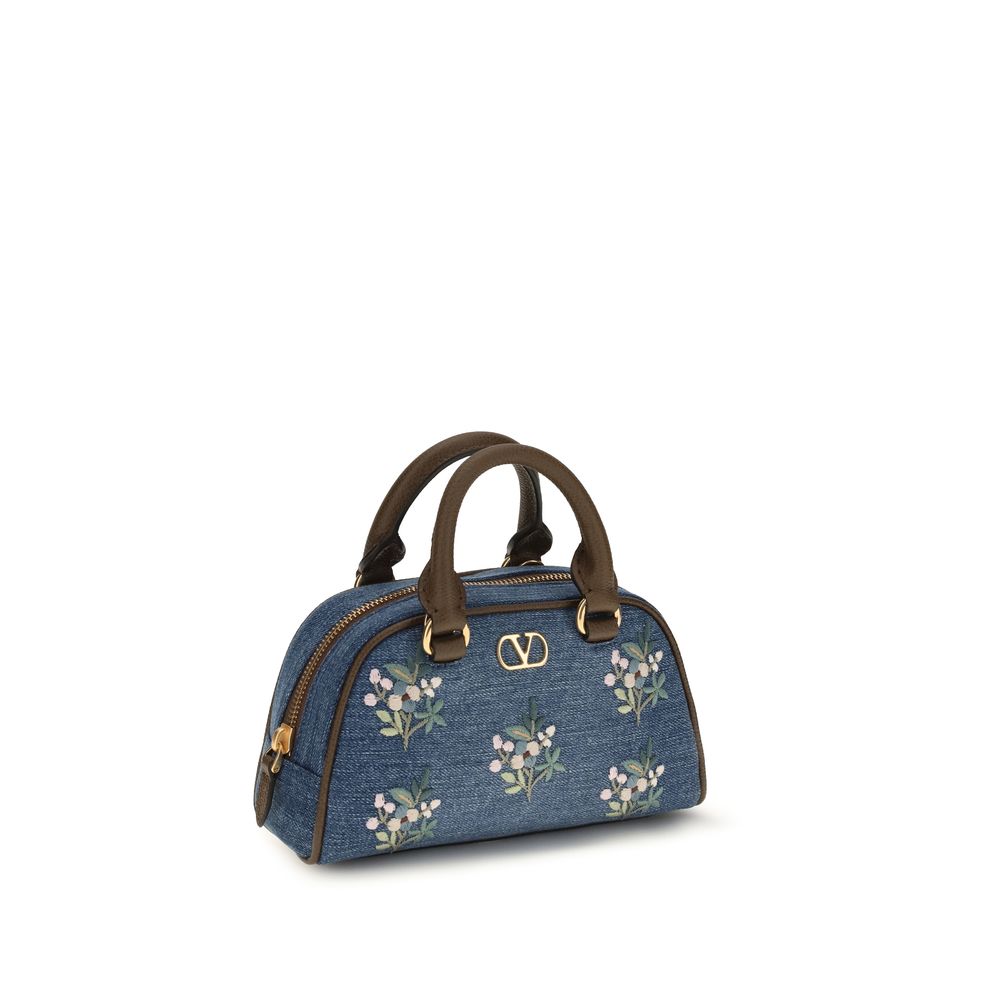 Valentino Garavani Blue Cotton VLogo Signature Mini Handbag