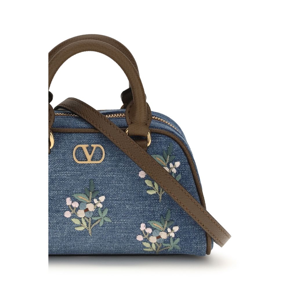 Valentino Garavani Blue Cotton VLogo Signature Mini Handbag