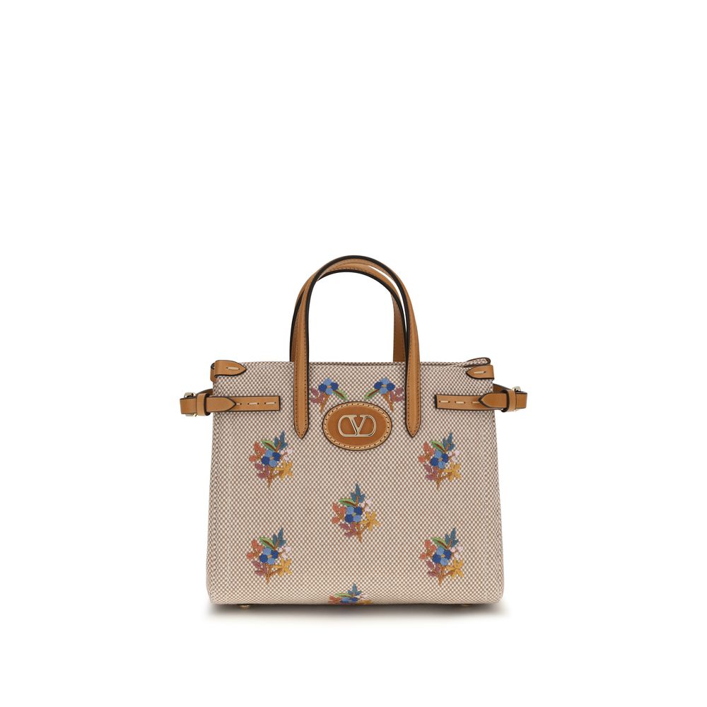 Valentino Garavani Beige Cotton Antibes Small Handbag