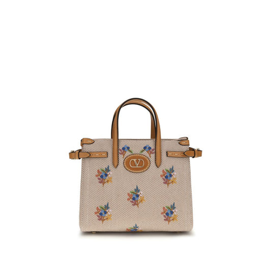 Valentino Garavani Beige Cotton Antibes Small Handbag