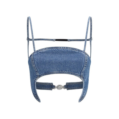 Marine Serre Blue Denim Moon Bra Top