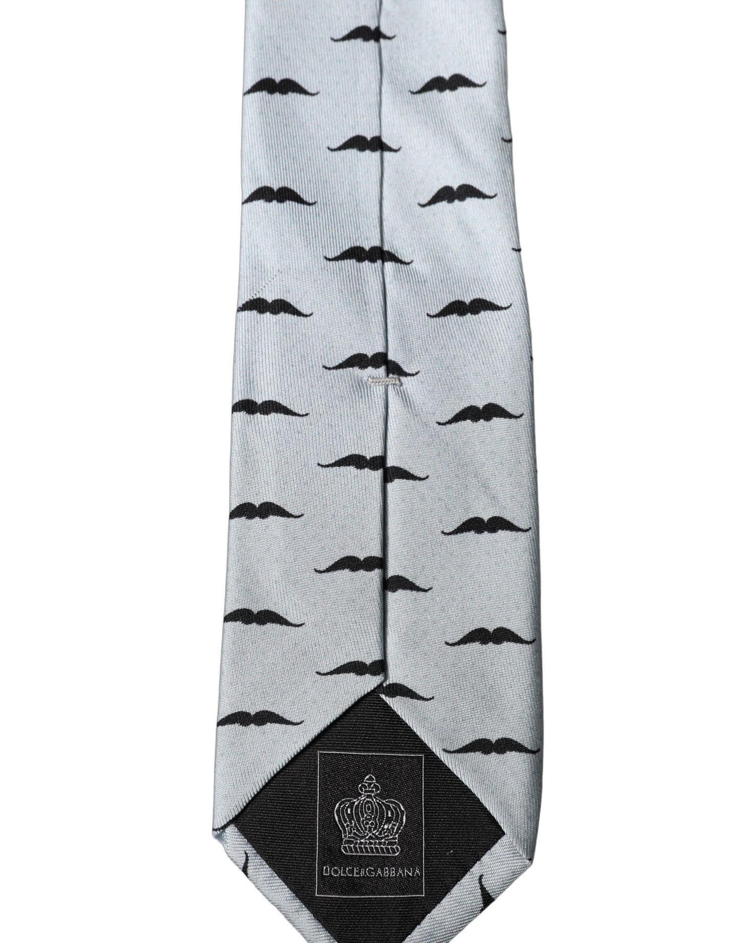 Dolce & Gabbana Light Gray Mustache Fantasy Silk Adjustable Necktie