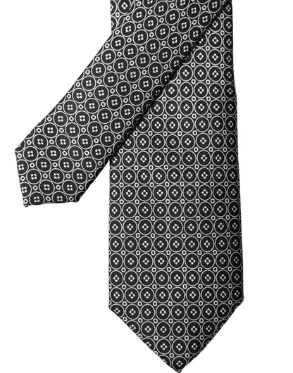 Dolce & Gabbana Black White Patterned Silk Adjustable Necktie