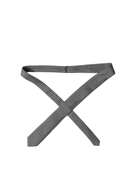 Dolce & Gabbana Black White Patterned Silk Adjustable Necktie